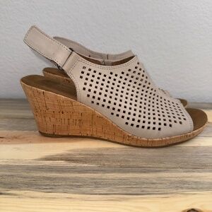 Rockport Briah Wedge Leather Sandal Blush Size 8